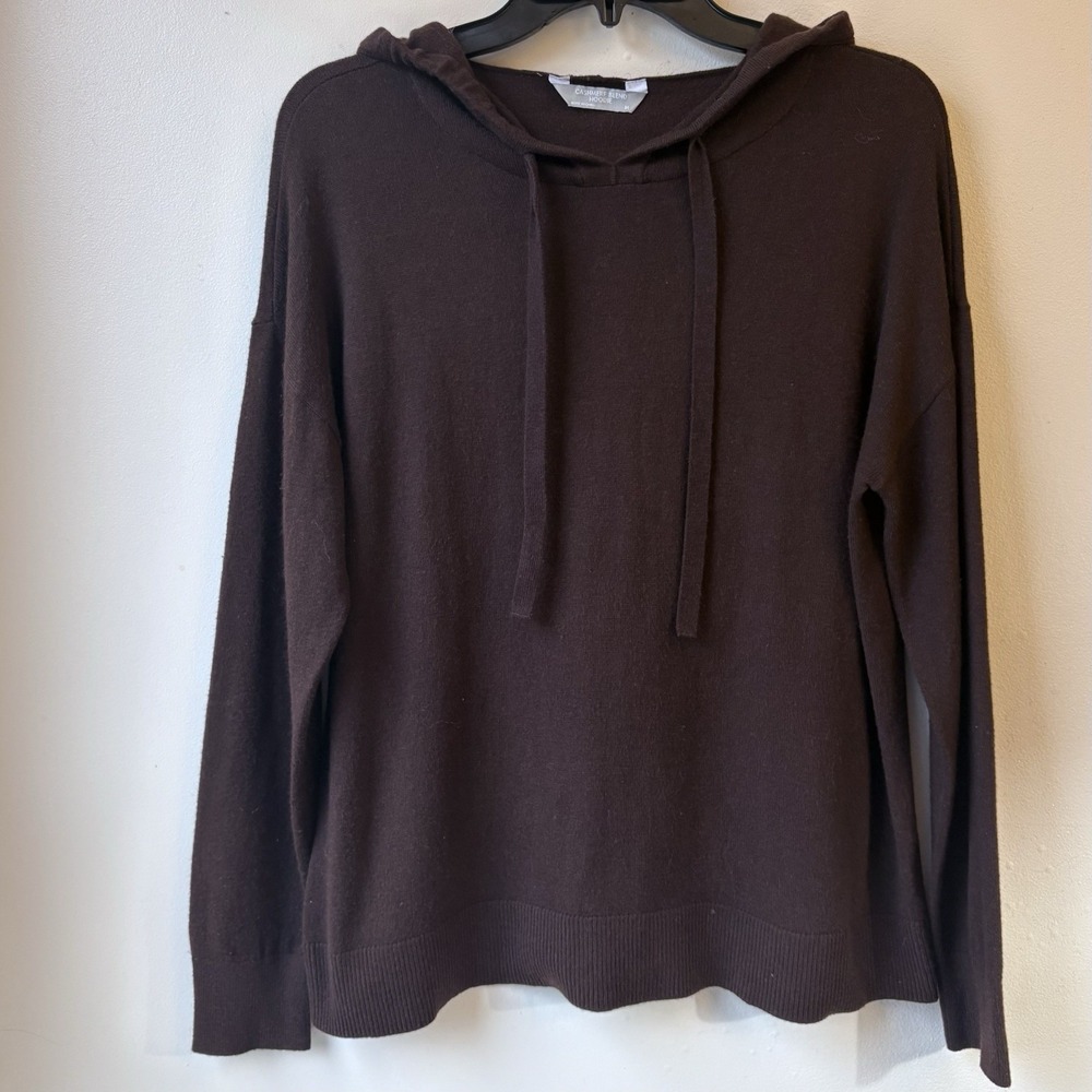 Members Mark Luxury Collection Cashmere Blend Hoodie Medium Brown Soft Classic - Picture 2 of 5